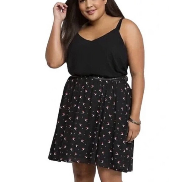 Torrid Hummingbird Skirt chiffon Leather Studded Black Plus Women 20 Bird - Picture 13 of 14